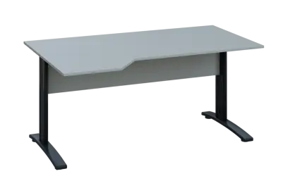 EZK 28 - 164 stůl kancelářský, rohový, levý, kovová podnož černá, deska 25 mm, široký 1600 mm, šedá